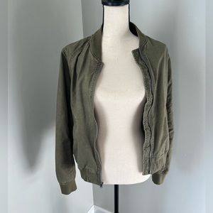 A&F military green bomber jacket